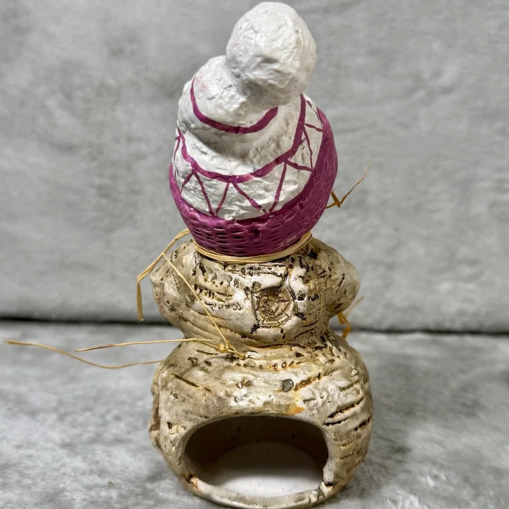 Snowman Vintage Rustic Cottagecore Candle Holder Figurine‎ 7